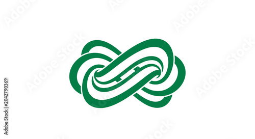 Slika na platnu Green Infinity Symbol Intertwined Abstract Design on White Background