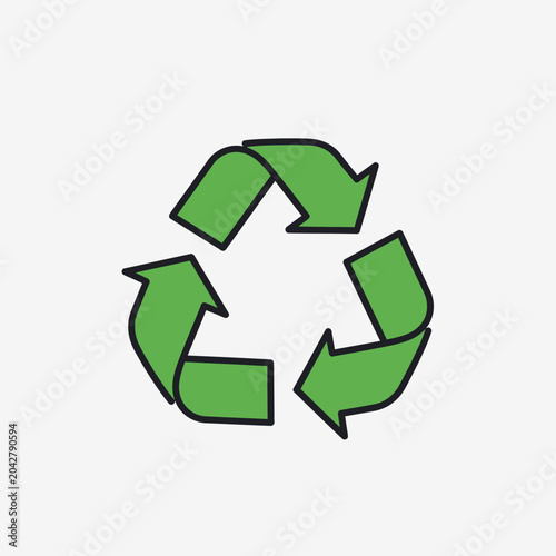 Green recycling symbol with arrows, environmental protection, sustainability concept