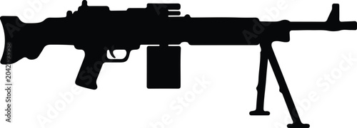 Foto Silhouette vector machine gun weapon icon for tactical military equipment design