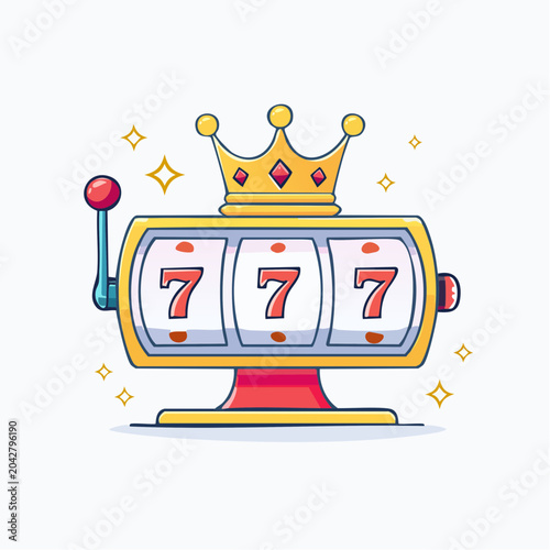 Slot Machine with Lucky Sevens and Crown