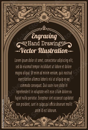Highly Detailed Ornate Vintage Engraving Border Invitation Card - Vector Template