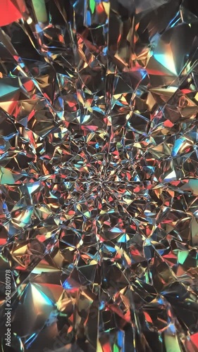 Abstract Kaleidoscope Pattern with Shimmering Crystal Light Reflections