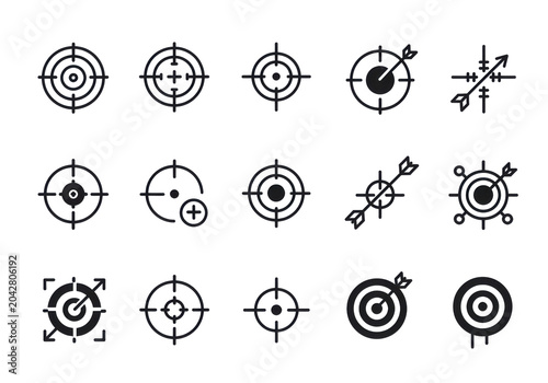 Various target icons and symbols illustrating precision and focus in design