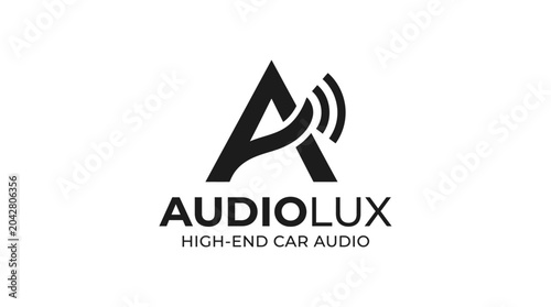 Modern letter A logo with sound waves, graphic element for audio brand