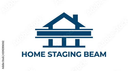 Foto Modern house logo with beam structure and chimney, clean vector graphic for real