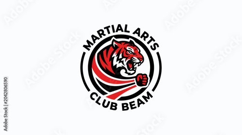 Tiger martial arts club emblem with text