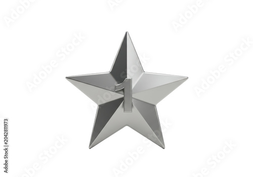 Metallic star trophy featuring the number one, set against a plain background
