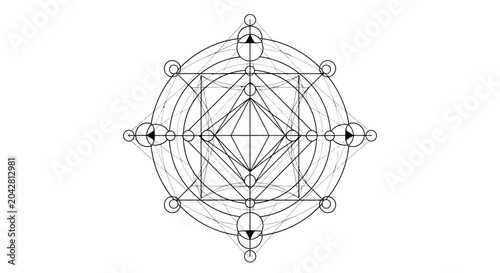 Fotografie Sacred Geometry Symbol, Metatron Cube, Mystic Mandala, Esoteric Design, Spiritua