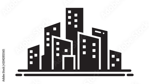 City skyline silhouette with diverse high corporate buildings and urban office towers vector