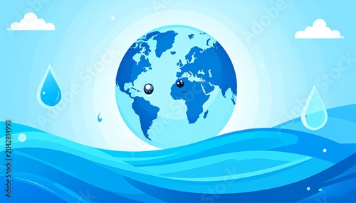 Earth from space with water droplets.