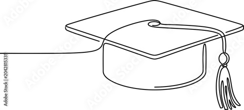 Continuous single line drawing of graduation cap 