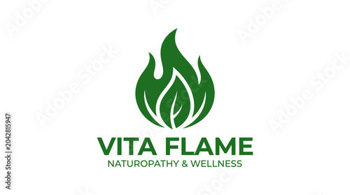Green flame and leaf logo for naturopathy and wellness business