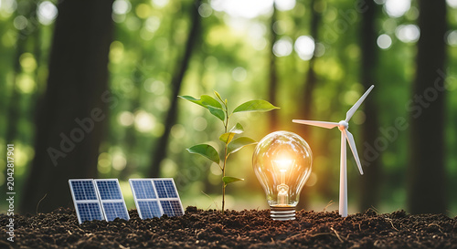 Conceptual model of renewable energy in soil with renewable lightbulb friendly