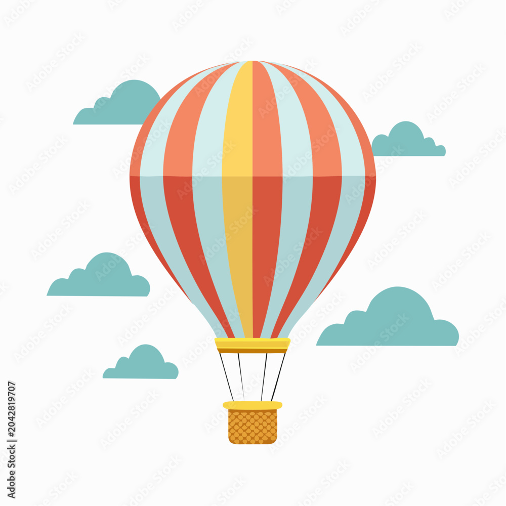 Fototapeta premium Colorful hot air balloon floating among clouds