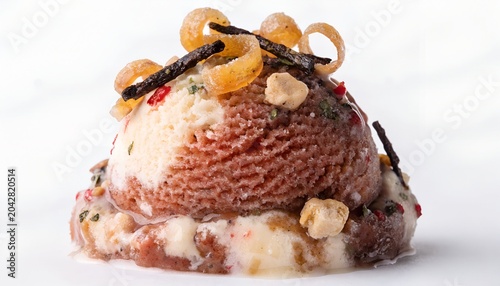 Delicious Chocolate Ice Cream Dessert with Waffle Cone and Sprinkles on White Background