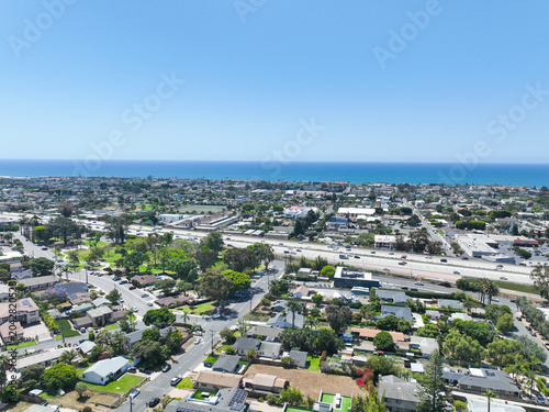 Aerial view of Carlsbad, beach city in the North County area of San Diego County, California, United States