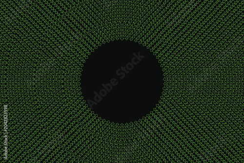 Canvastavla Radial pattern of green dots converging into a central black circle geometric do