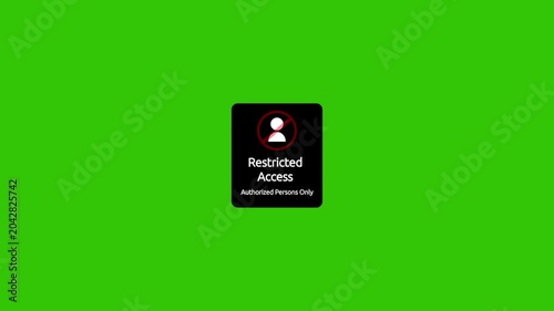 Restricted Access Sign, No Entry Stop Symbol, Danger Authorized Persons Only. Restricted area no trespassing sign.Warning Light Loop in Futuristic Cyberpunk HUD Display.