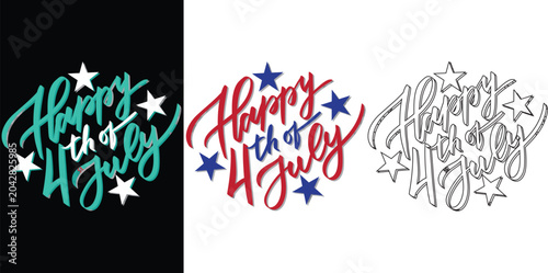Happy 4th of july patriotic greeting with red white and blue stars
