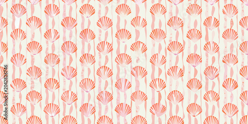 seashell stripes pattern on light background scallop