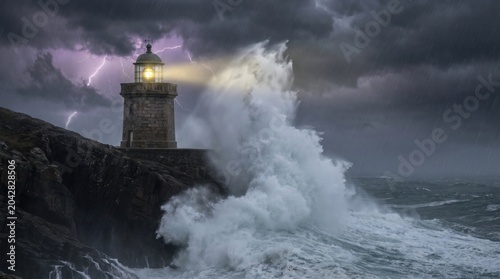 Lighthouse in a storm. A beacon of hope amidst chaos. Resilience.