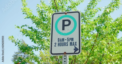 Victoria, British Columbia, Canada – June 1, 2026: Two hour maximum parking sign