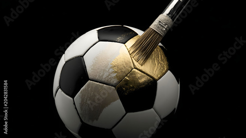 Premium Soccer Ball with Metallic Gold Finish and Artistic Painting Process