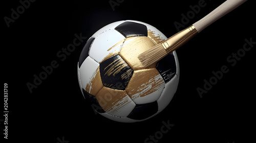 Premium Soccer Ball with Metallic Gold Finish and Artistic Painting Process