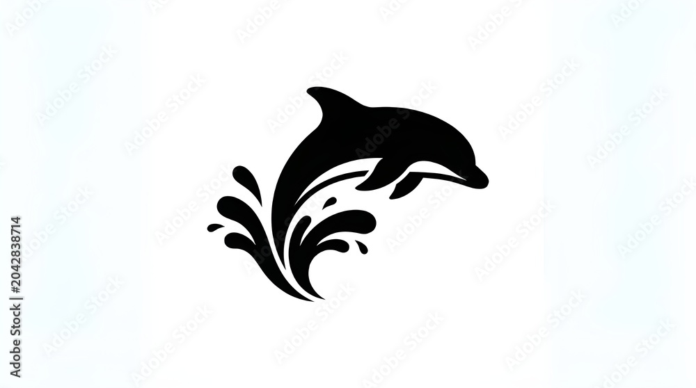 Naklejka premium Dolphin silhouette leaping from water, ocean life