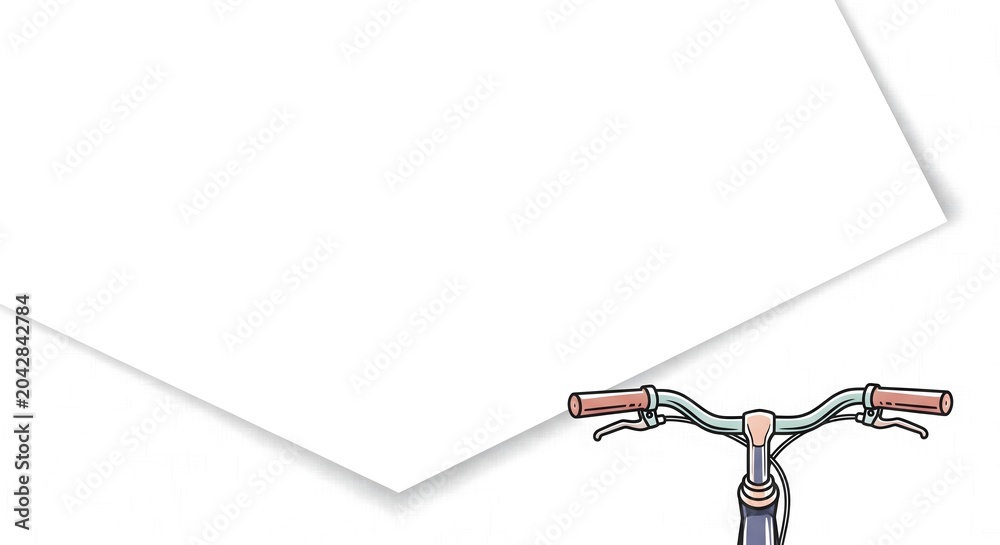 Fototapeta premium Bicycle handlebar illustration with large copy space for design text
