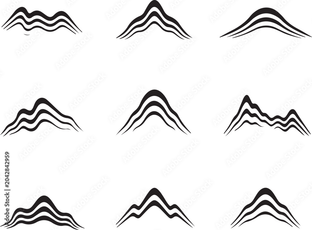 Fototapeta premium Collection of mountains on isolated background.