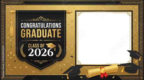 Class of 2026 graduation complete photo frame template png design 