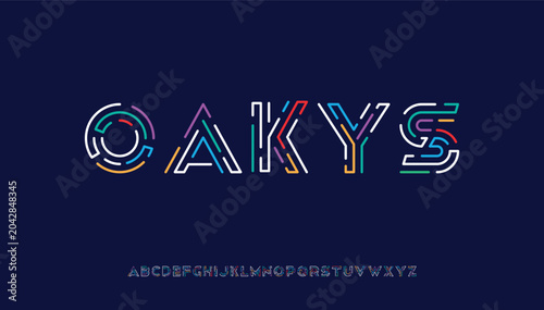 modern geometric neon alphabet font vector