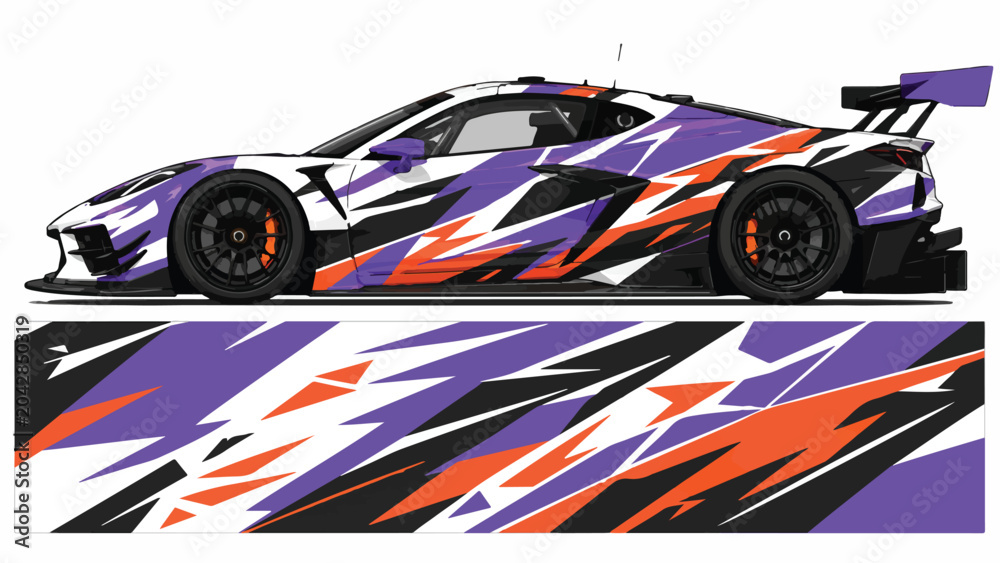 Obraz premium Purple and orange racing sports car.