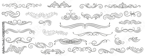 Foto Calligraphic swirl floral ornaments
