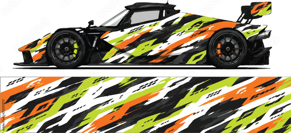 Obraz premium Racing Car Side View with Design.