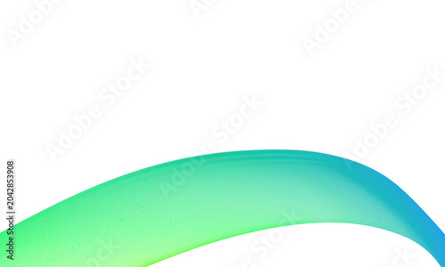 Abstract green and blue gradient flowing wave on white background, fresh eco-friendly technology concept