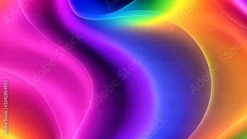 Abstract Colorful Neon Waves and Smooth Vibrant Fluid Gradient Ripples Motion Graphic