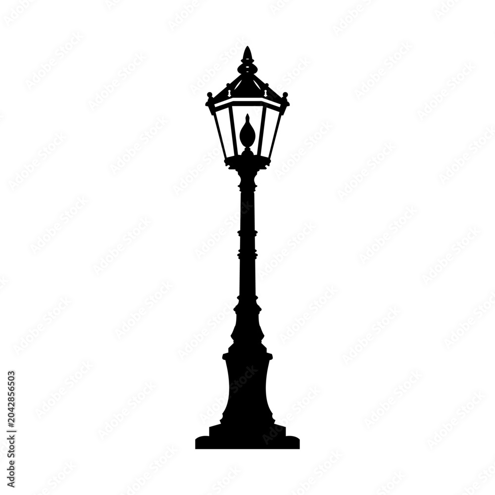 Fototapeta premium street lamp silhouette vector illustration