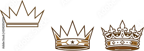 Foto Royal crown vector icon set featuring luxury king queen and prince headwear illu