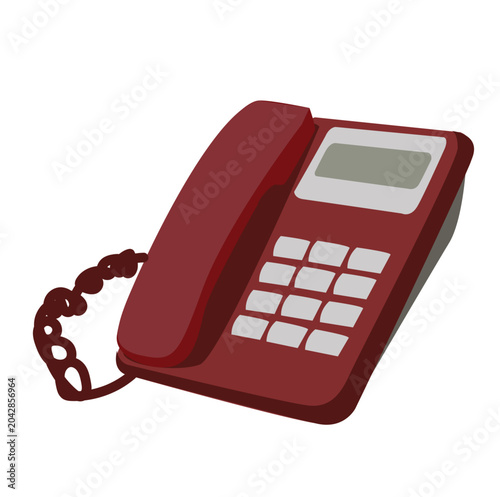 Slika na platnu red landline telephone. Telephonic chat, landline