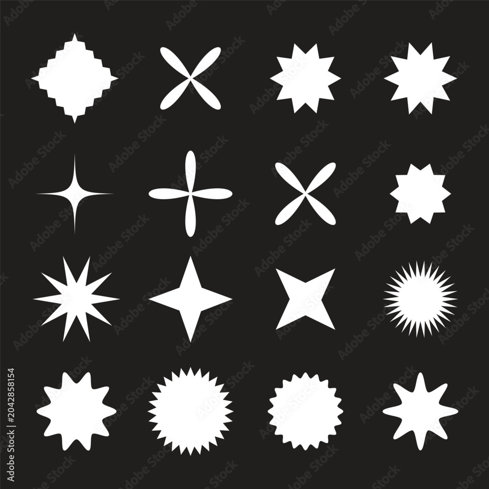 Obraz premium A collection of various black starburst shapes and designs