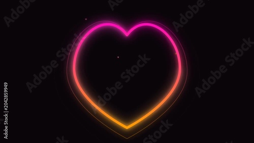 Pulsing Glowing Neon Heart Outline Animation