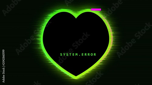 Toxic Green Glitching Blurred Neon Heart Motion Background