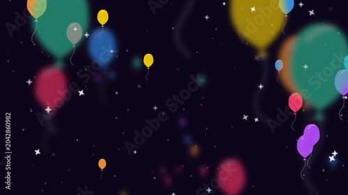 Festive Floating Balloons and Sparkles Animation