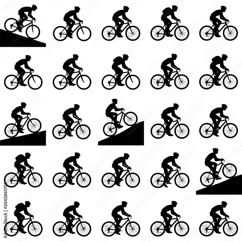Obraz premium Cycling Silhouettes Pattern Background