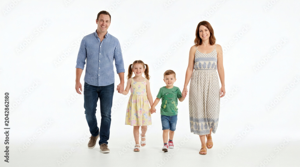 Naklejka premium Happy family walking together in unity.