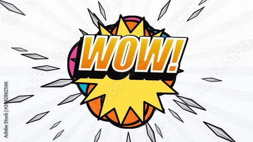 Comic Book Style WOW Text Explosion Animation