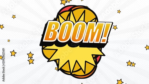 Comic Book Style BOOM Text Explosion Animation