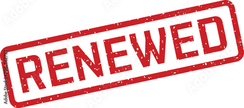 Tableau sur toile A red distressed rubber stamp with the word RENEWED on a clean white background